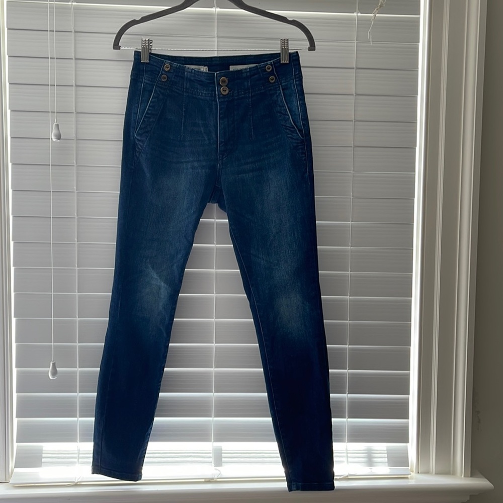 Dark denim high rise skinny jeans by anthropology size 26